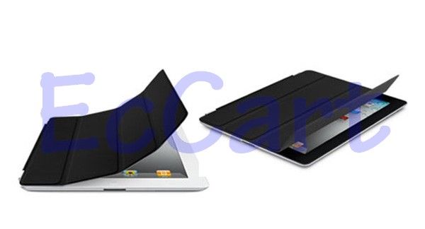PU Magnetic Smart Slim Case Cover Black Apple iPad 2  