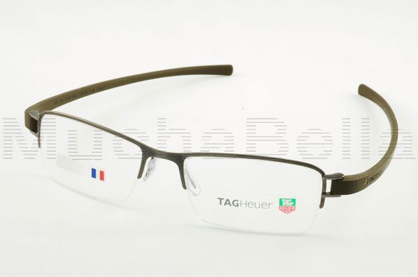 TAG HEUER EYEGLASS FRAMES TH 7204 005 BROWN HALF RIM AUTHENTIC  