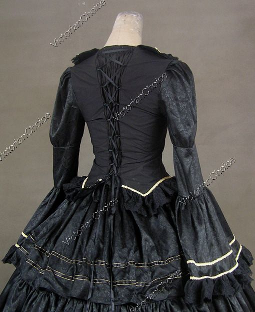   War Victorian Brocade and Cotton Ball Gown Dress Prom 188 M  