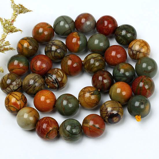 12mm Poetic Picasso Jasper Round Gemstone Beads 15L  