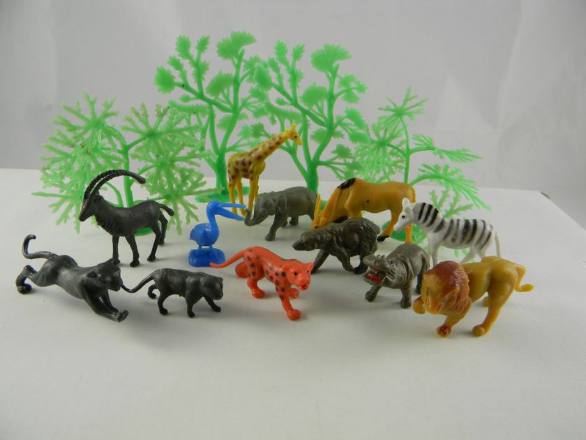 Toy Plastic Wild or Zoo Animals w/ Landscape (1 1/2 to 2 inches 
