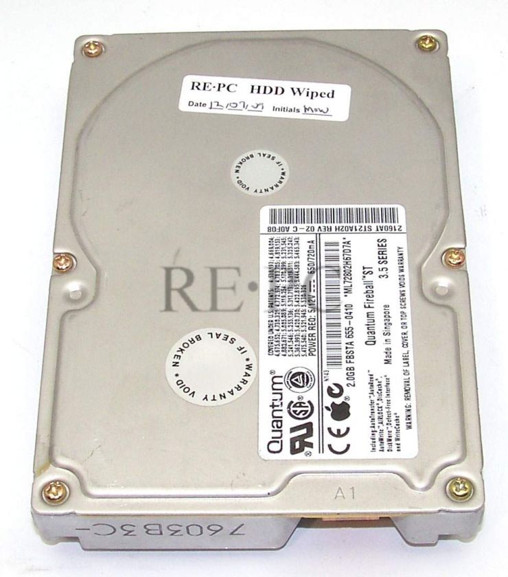 Quantum 2.1AT 2 GB 655 0410 Apple Label IDE Hard Drive 2160AT  