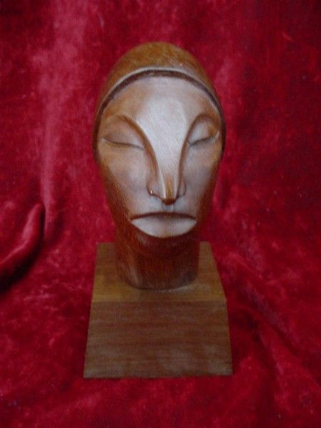 Orig JOSE PINAL WOOD CARVED SCULPTURE Bust FOLK ART 8 Listed Artist 