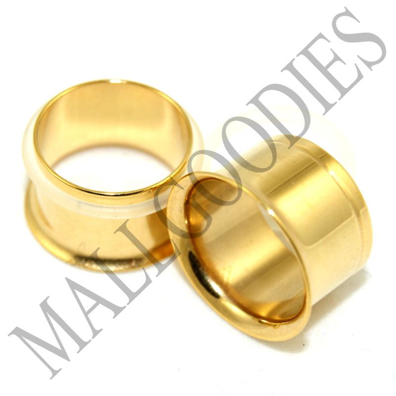 0858 Gold Single Flare Tunnels 5/8 Inch Ear Plugs 16mm  