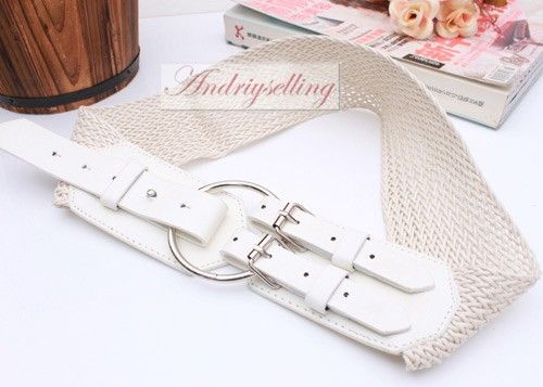 Womens Girls Adjustable Fashion Knitting Knit Wide Waist Leather 