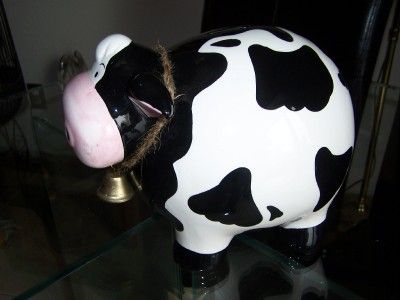 CERAMIC COW PIGGY BANK, FARMING, RANCHING, BULL RIDING, CATTLE 