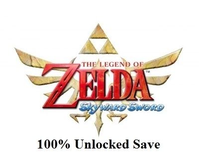 Legend of Zelda Skyward Sword Wii 100% Save File  