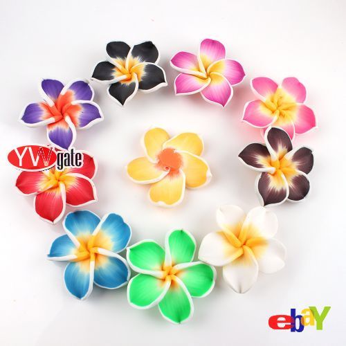 Free Ship Various Fimo Polymer Clay Plumeria Flowers Beads 40MM Pick 