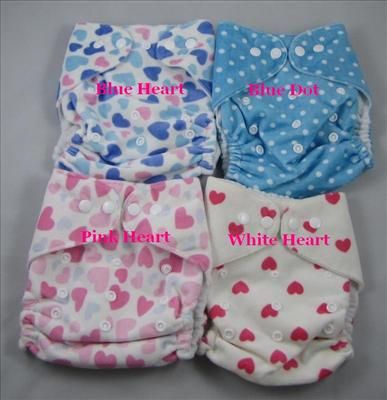 AIO One Size Baby Cloth Diapers Nappies w/ Inserts  