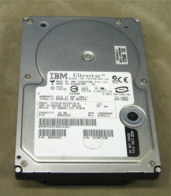 IBM UltraStar 18.2 GB U320 SCSI HD SCA 80 Pin 10K  