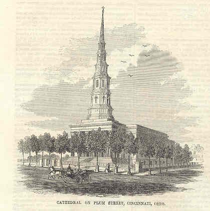 Cincinnati Ohio Catholic Cathedral on Plum Street 1857  