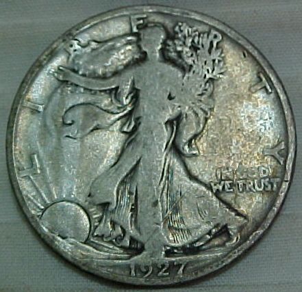 1927 S Liberty Walking Half Dollar Very Good Edge Bumps  