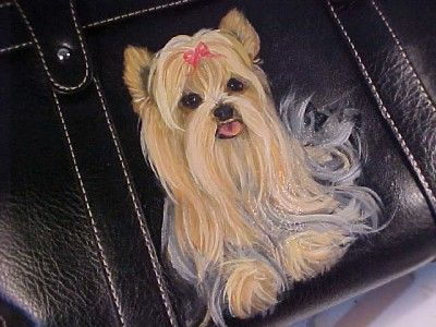 YORKIE HANDPAINTED HANDBAG BEAUTIFUL LARGE PURSE   