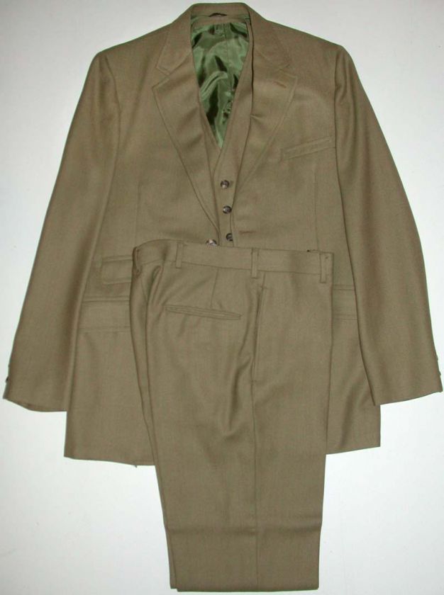 Vintage 60s Mod Cricketeer 3 Piece Gabardine Suit 38 Skinny Tall 