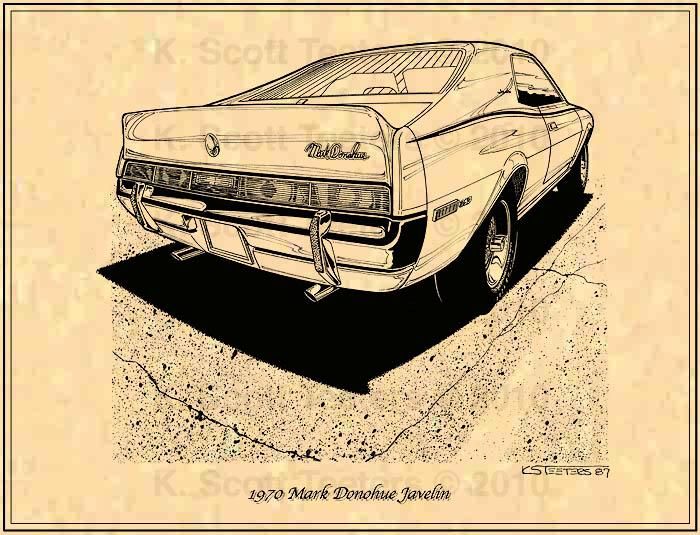 Musclecar Print AMC 1970 Mark Donohue Javelin Art  