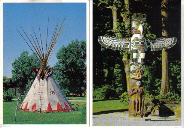 Lot Native Indian Buffalo Tipi & Totem Pole Postcards  