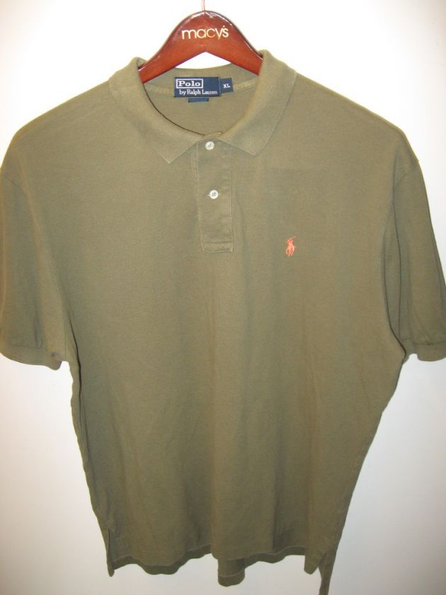 Ralph Lauren Polo Shirt Khaki Green 1990s Mens XLrg  