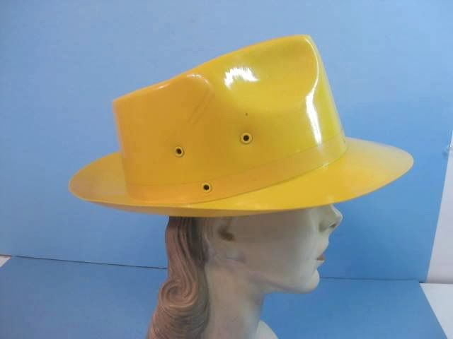 vtg 50s Yellow Plastic Fedora Salesman Sample Hat  