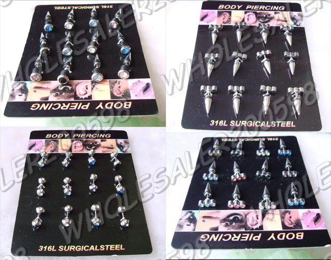 WHOLESALE 48PCS Rhinestone ILLUSION MIXED BODY PIERCING  