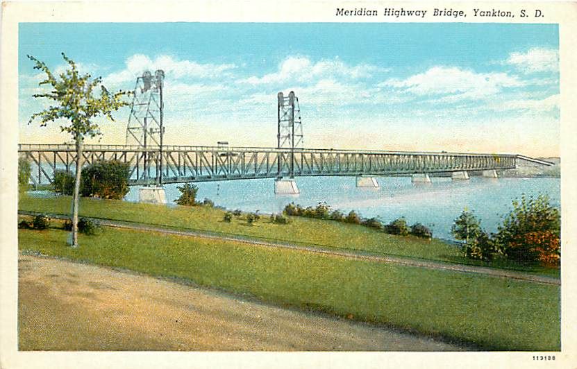 SD YANKTON MERIDIAN HIGHWAY BRIDGE TOWN VIEW M46392  