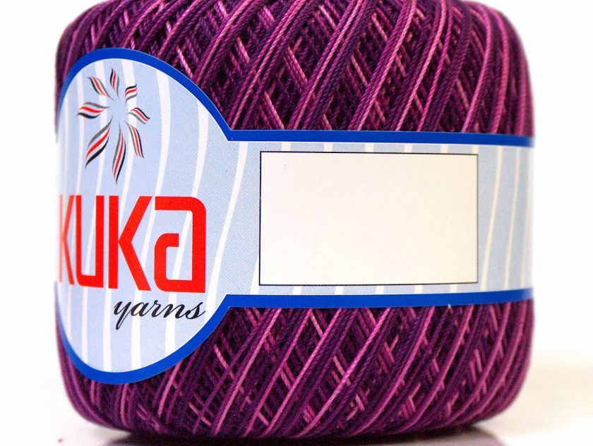 Lot of 6 Skeins KUKA VIOLET MERCERIZED (100% Mercerized Cotton) Yarn 