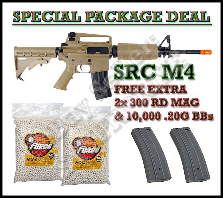 Airsoft Tan M16 M4 Metal AEG Rifle Gun +2 Mag 10K BBs  