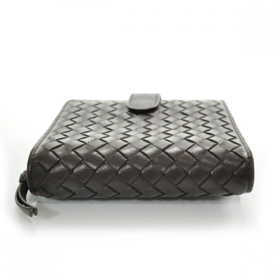 BOTTEGA VENETA Woven Leather Wallet Coin Purse Brown  