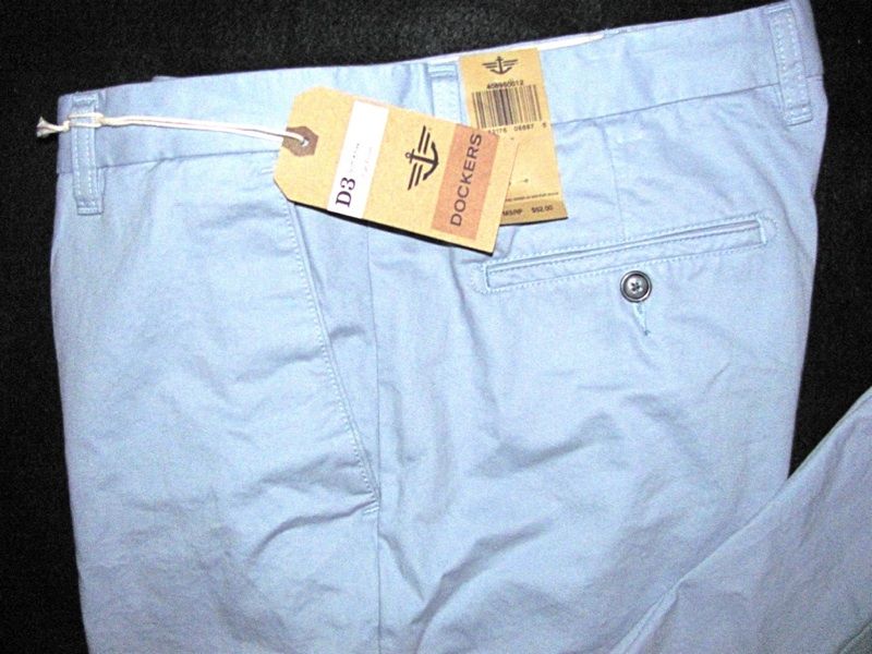   D3 Flat Front Classic Fit Blue SOFT Khaki Pants NWT Mens 36W x 29L $52