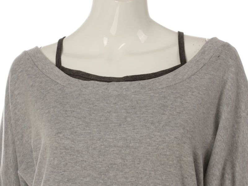 2PCS FOLD SLEEVE TOP + CAMI S GRAY  