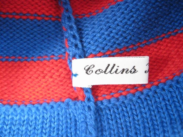 NWT COLLINS KNITWEAR Red Blue Striped Hat Cotton 1 2Y  