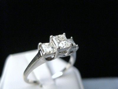   GOLD & PLATINUM .75 CTTW. PRINCESS CUT DIAMOND 3 STONE RING  