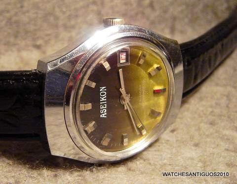 VINTAGE ASEIKON WATCH MEN´S MANUAL WIND RARE DIAL  