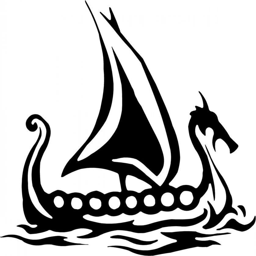 Viking Ship Decal 3.75x3.75 select color vinyl sticker  