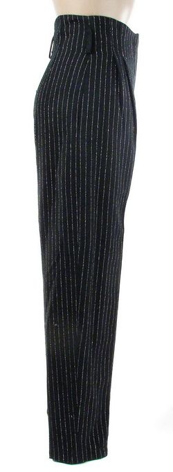 Andre Van Pier Metallic Pinstripe Black Pants 8  