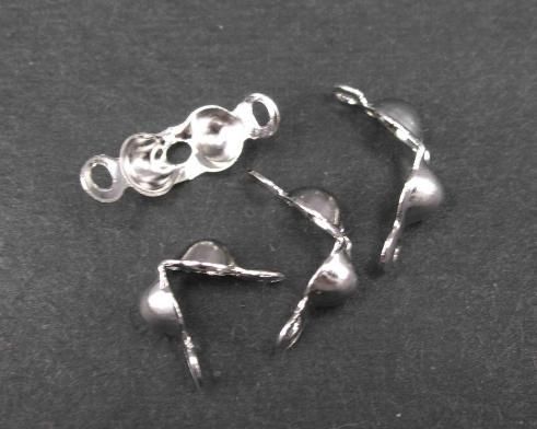 300x Rhodium Plate Findings Crimp Bead Tips Cover 4x8mm  