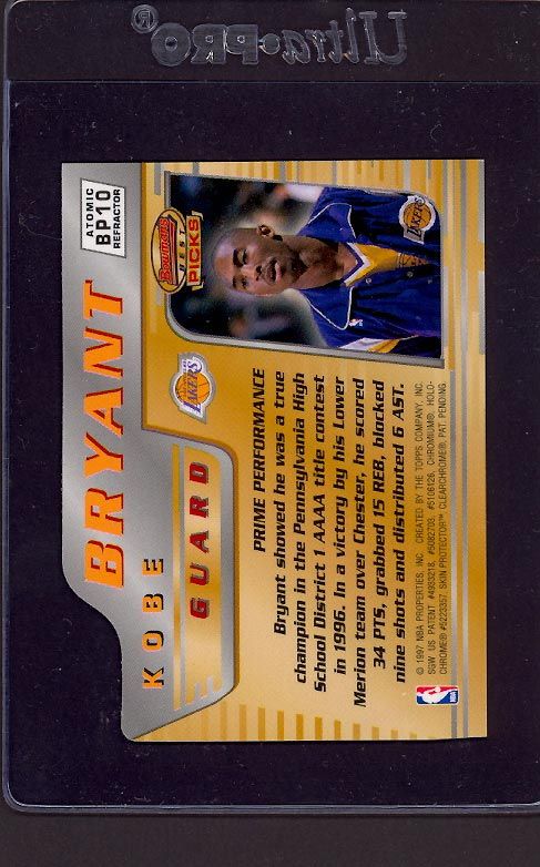 1997 Bowmans Best Picks Atomic Refractor Kobe Bryant RC DIE CUT, MINT 