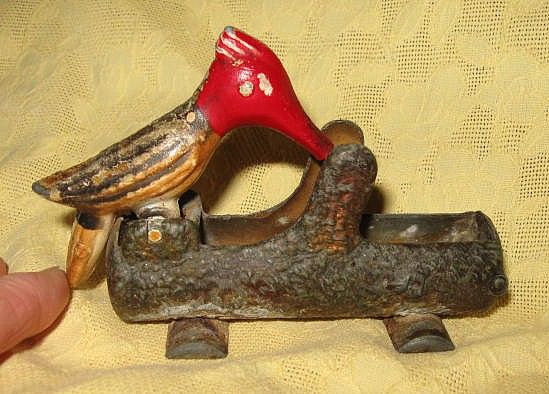 Vintage Metal Woodpecker Toothpick Holder