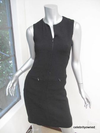 Phillip Adec Black Sleeveless V Neck Half Zip Straight Dress 4/38 