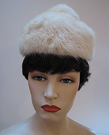 VINTAGE LADIES HAT, Miss Alice WHITE MINK HAT #605  