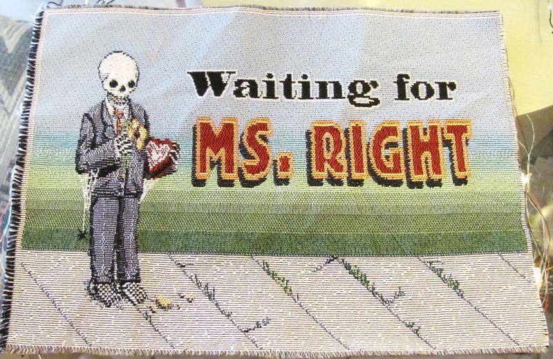 WAITING FOR MS. RIGHT TAPESTRY FABRIC BLOCK 10 X 13  