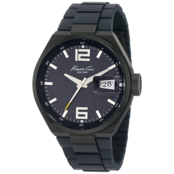 KC3918 Mens Kenneth Cole Rubber Blue Dial Sport Watch Date New 