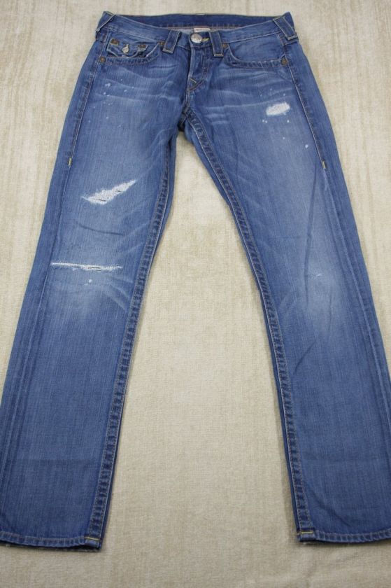 True Religion Jordan Boyfriend crop capri Jeans 26 Gunsmoke wash $246 