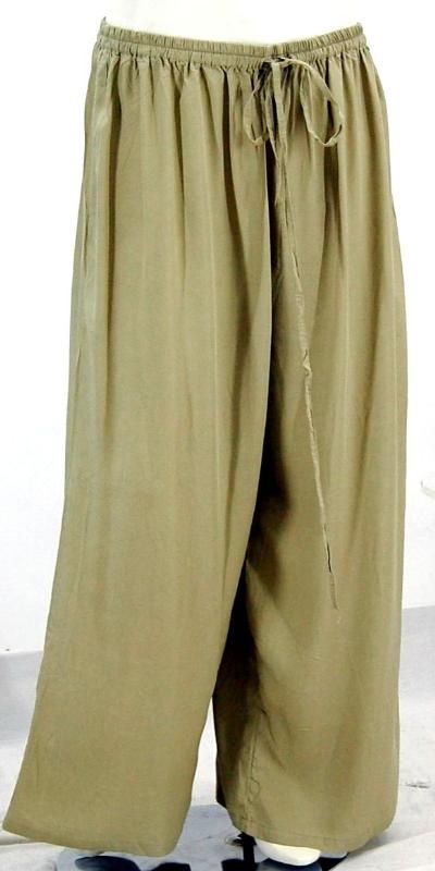 A155 SAND/PANTS WIDE LEG LAGENLOOK RAYON MADE 2 ORDER S M L  