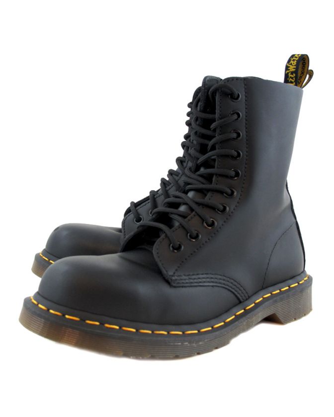 DR DOC MARTENS 1919 10 Eye Steel Cap Boot BLK US 7 UK 6  