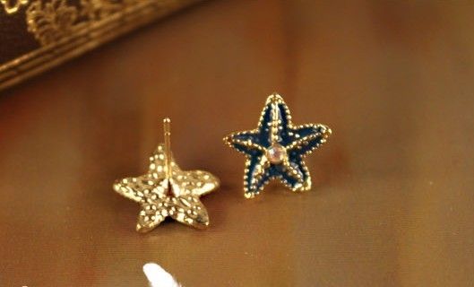 Vintage Marine life Blue Under Sea Starfish stud earring Earrings 