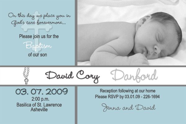 Baptism PHOTO Invitations BOY   YOU PRINT Hi Res File  