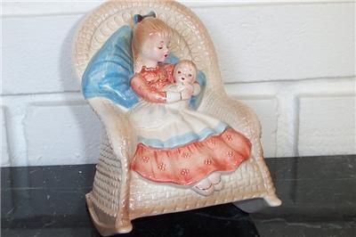   ORIGINALS JAPAN DOLL FIGURINE ROCKING CHAIR MOTHER CHILD MUSIC BOX 6