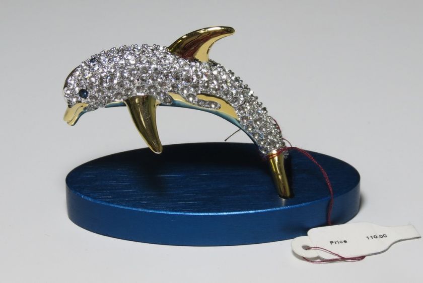 NEW OLIVER WEBER BRAND NAME DOLPHIN FIGURINE SWAROVSKI CRYSTALS 