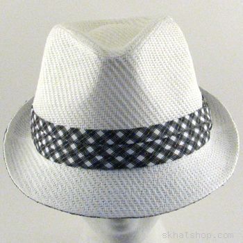 STINGY BRIM FEDORA TRILBY GANGSTER HAT 2 TONE WHITE LXL  