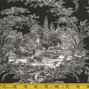 Waverly La Petite Ferme Rooster Toile Fabric Black  